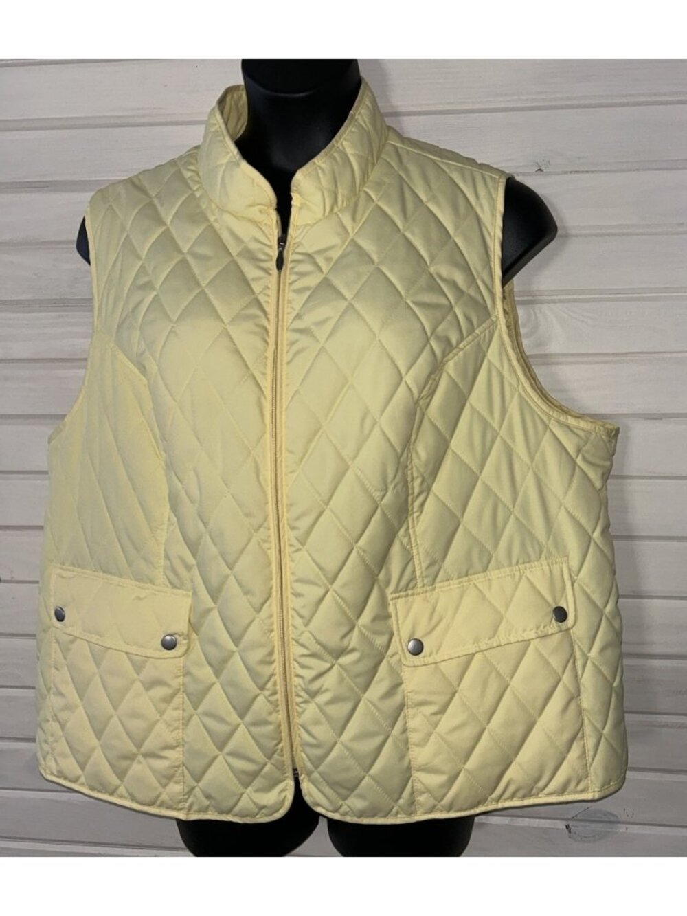 Appleseed’s Sz PLUS 3X Berkshire Quilted Vest Yellow Women’s Pockets Lined EUC